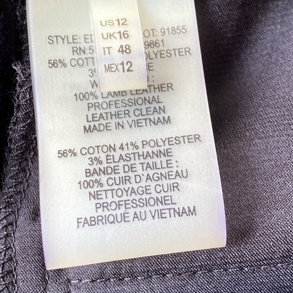 NWOT Elie Tahari Blue on Black fabric, 💯% leather trim, measurements in photos - Picture 3 of 15